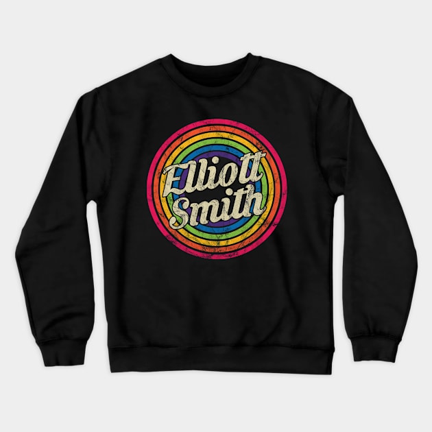 Elliott Smith - Retro Rainbow Faded-Style Crewneck Sweatshirt by MaydenArt